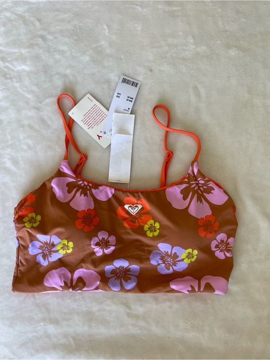 Roxy Other - Roxy Brown Floral Reversible Bandeau Top with Pink & Orange Accents